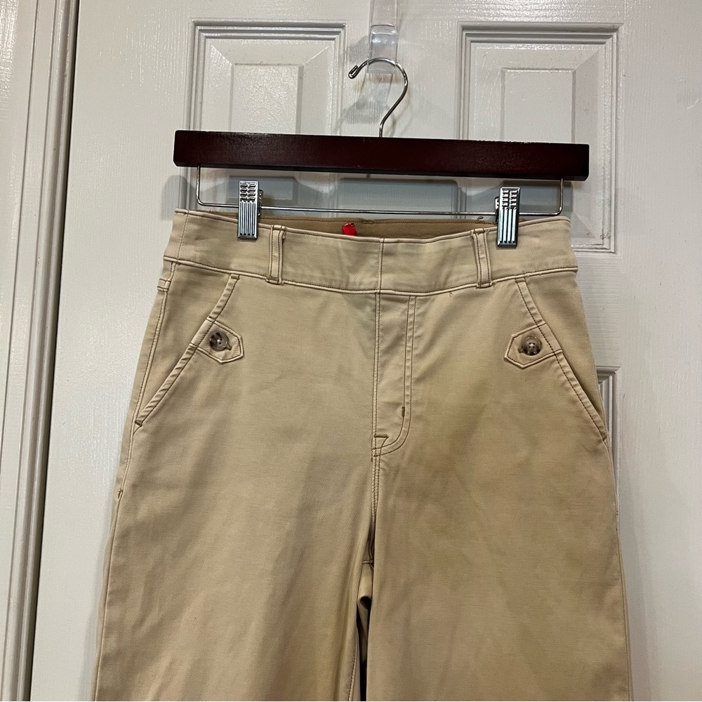 SPANX Stretch Twill Cropped Wide Leg Pants Small Tan Khaki Tan Brown 20312R - Picture 3 of 7